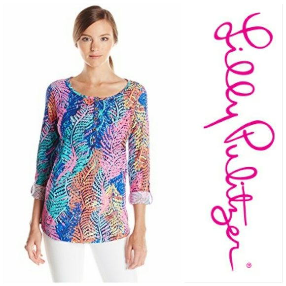 Lilly Pulitzer Tops - Lilly Pulitzer Porter Henley Top  Electric Feel